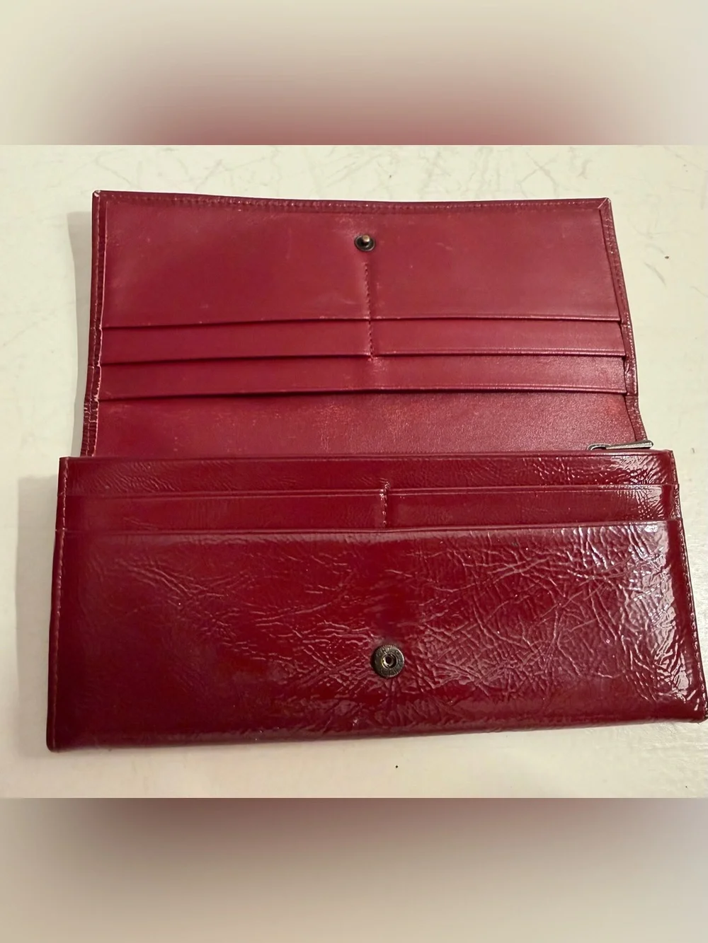 Longchamp vintage red leather bifold wallet